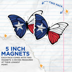 (2 Pack) Texas Chile Flag Butterfly Magnets - Lone Star Nation Pride - South American Identity Decor - Patriotic Flag Art - 5 Inches On Longest Side - Thick Durable Magnet - Made in USA - MAG19245