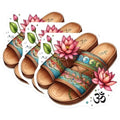 (3 Pack) Yoga Lotus Decals - Zen Sandals - Spiritual Stickers - 3 Inches On Longest Side - Easy Peel & Apply - Made in USA - 3MCS7642
