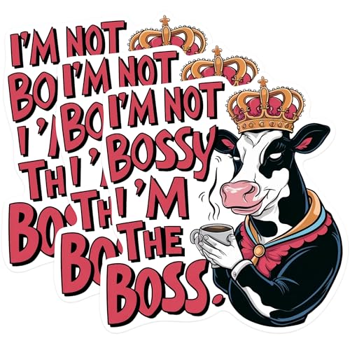 (3 Pack) Funny Cow Decals - Bossy Cow - Sassy Cow - Laptop Decal - 3 Inches On Longest Side - Easy Peel & Apply - Made in USA - 3MCS0912