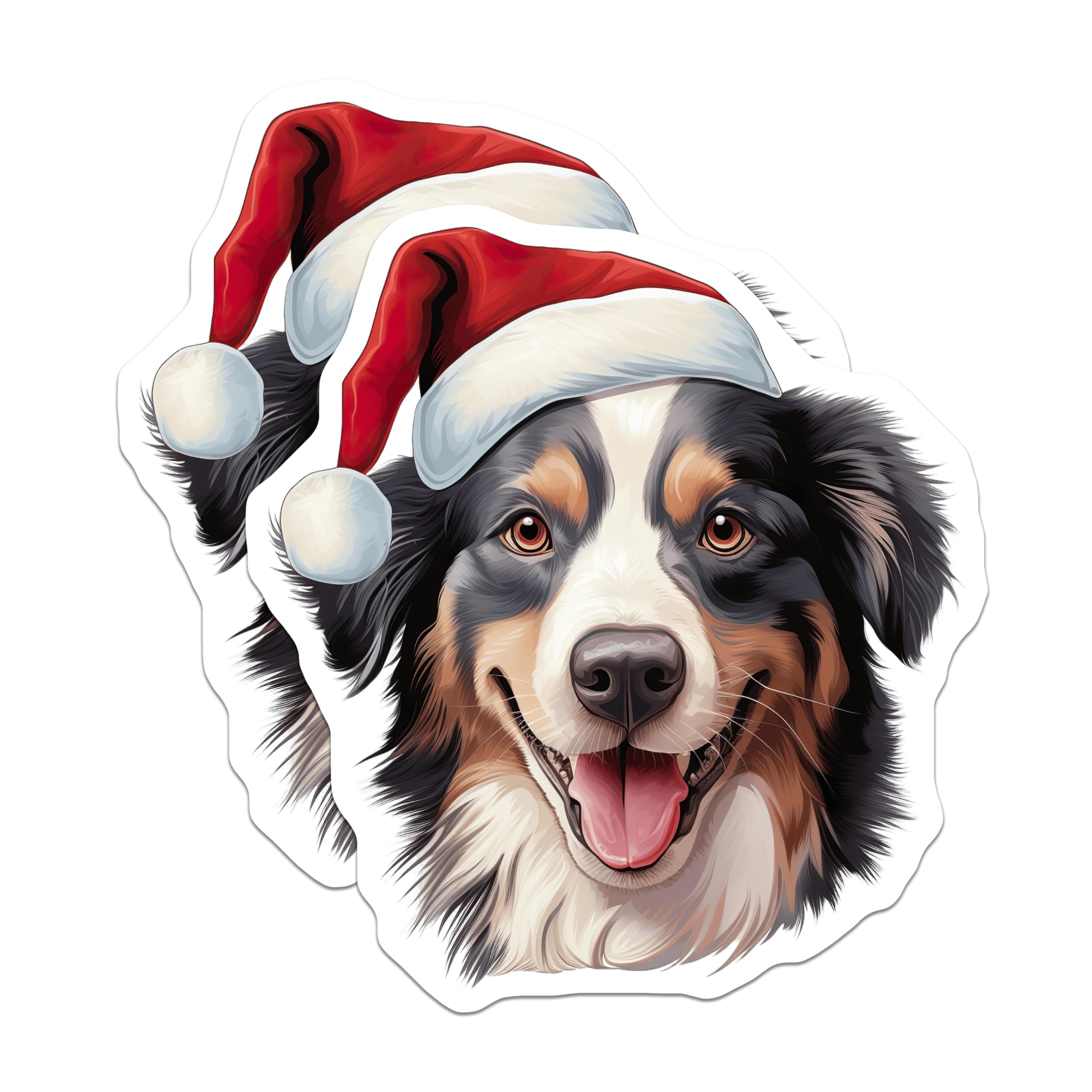 (2 Pack) Christmas Australian Shepherd Magnets - Holiday Dog Decor - Pet Parent Refrigerator Art - 5 Inches On Longest Side - Thick Durable Magnet - Made in USA - MAG27228