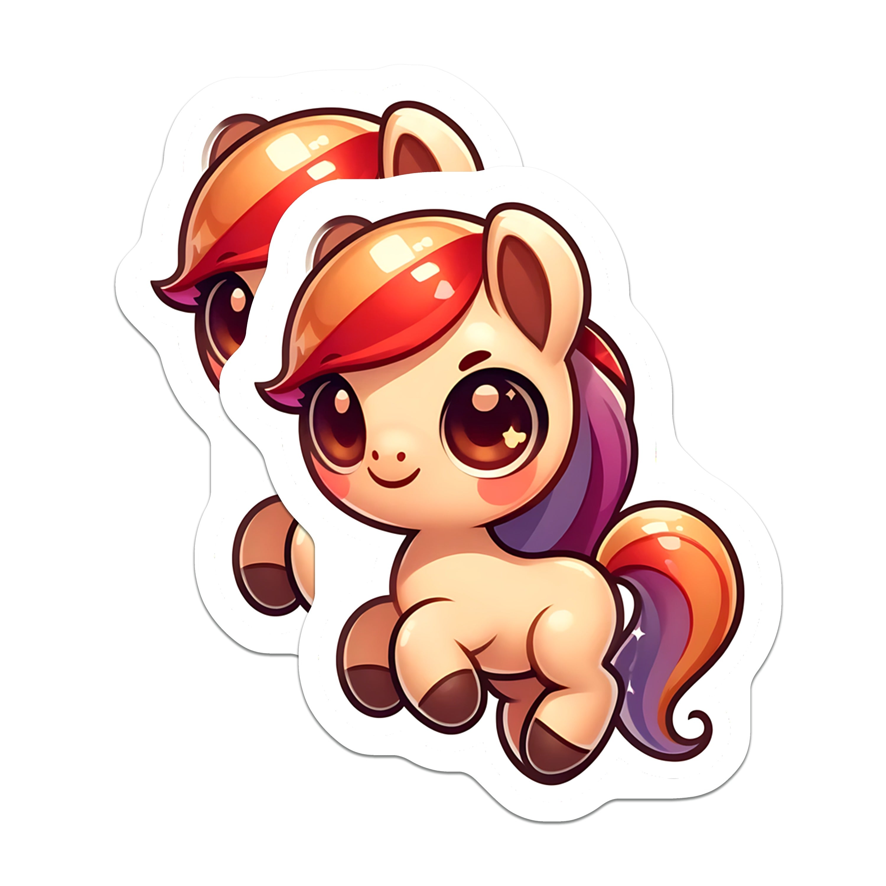 (2 Pack) Cute Chibi Pony Magnets - Kawaii Horse Refrigerator - Fantasy Animal Lover Decor - 5 Inches On Longest Side - Thick Durable Magnet - Made in USA - MAG36631