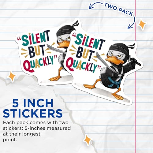 (2 Pack) Ninja Duck Stickers - Humorous Decals for Laptops Notebooks and More - 5" On Longest Side - Sticks to Smooth Flat Surfaces - Made in USA - BMCS8478 - BMCS8478