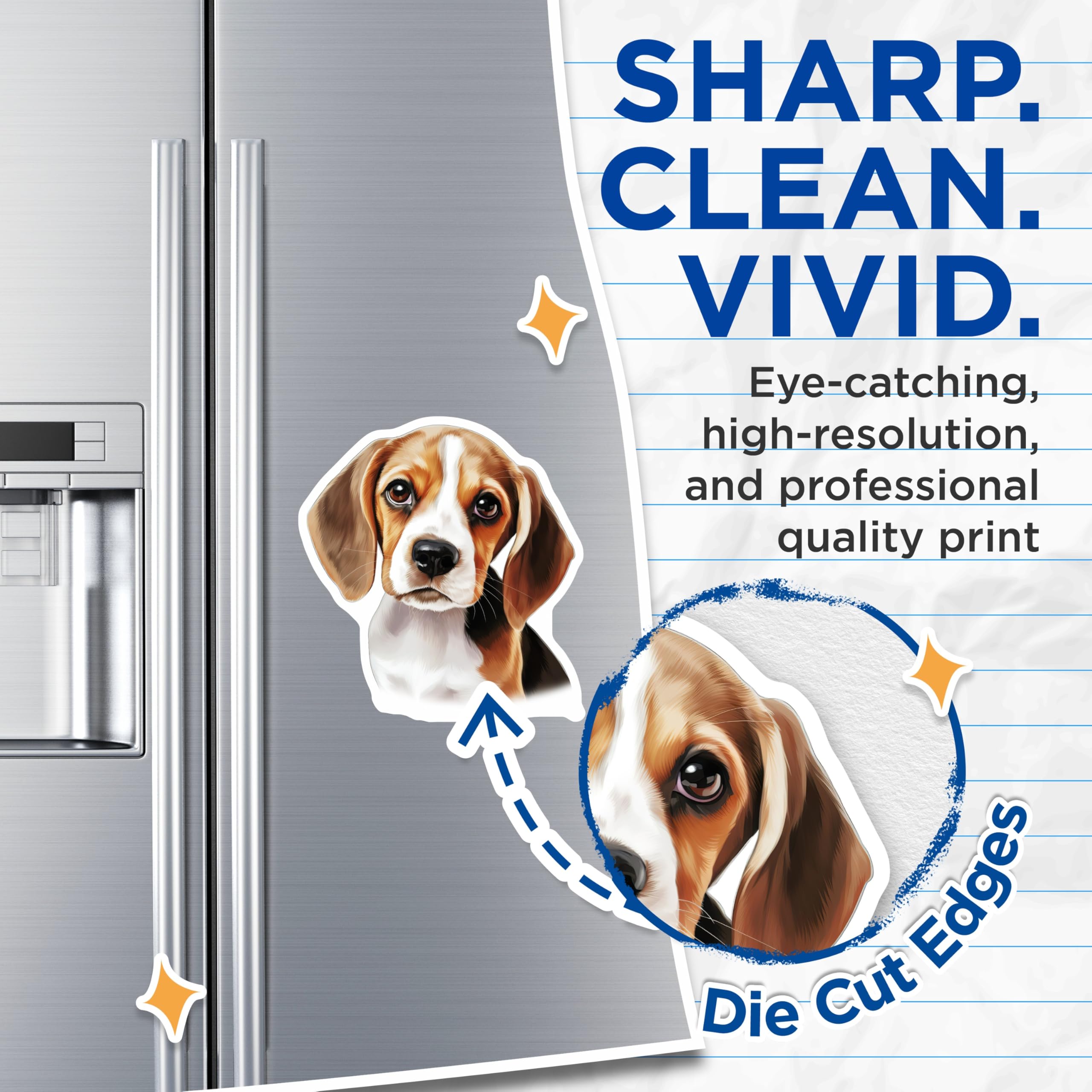 (2 Pack) Charming Beagle Puppy Magnets - Adorable Dog Pet Owner Home Decor - Canine Lover Refrigerator Display Piece - 5 Inches On Longest Side - Thick Durable Magnet - Made in USA - MAG24729