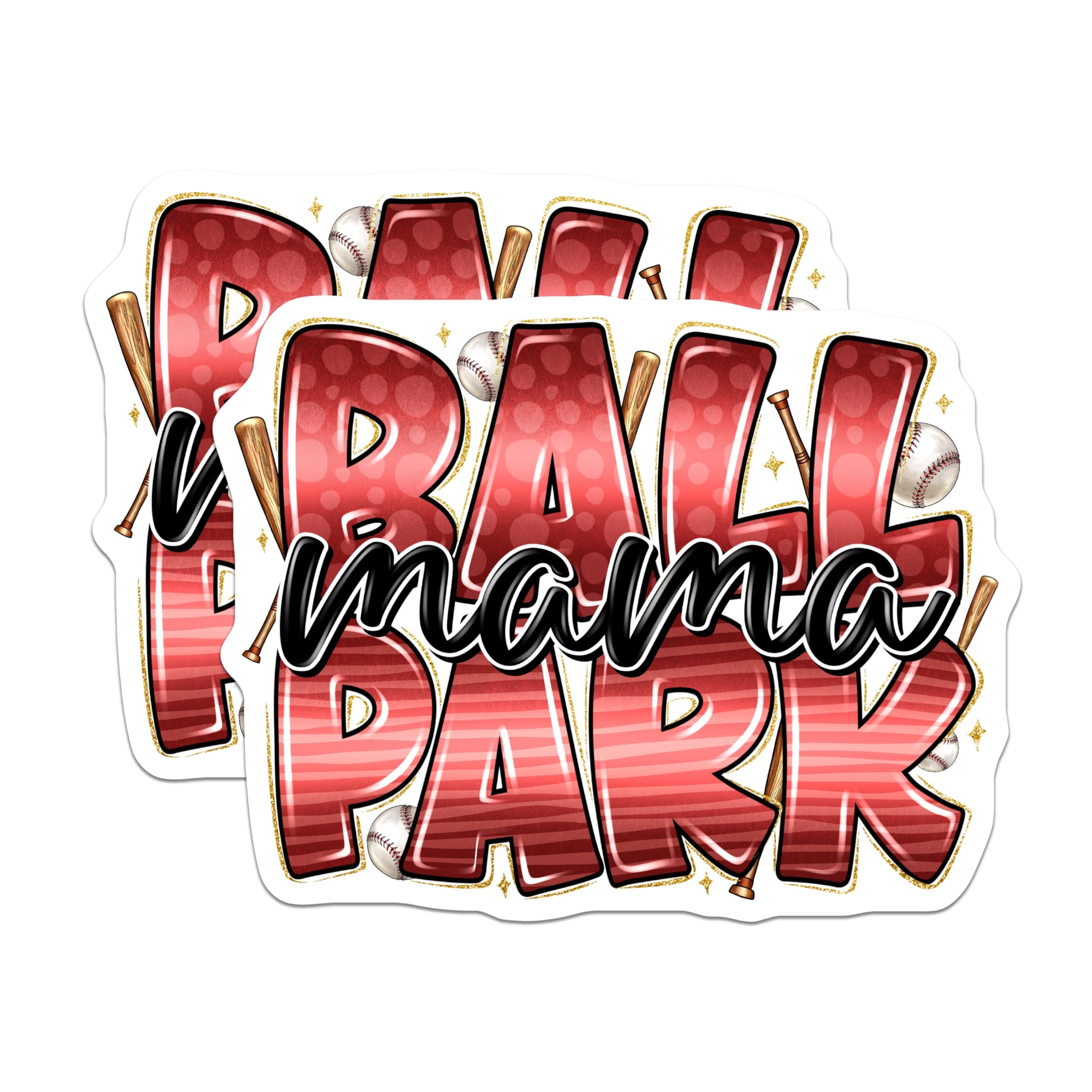 (2 Pack) Ballpark Mama Magnets - Baseball Softball Mom - Game Day Fan - 5 Inches On Longest Side - Thick Durable Magnet - Made in USA - MAG25200