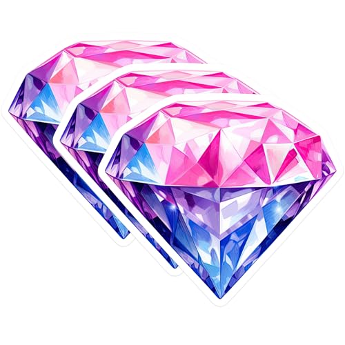 (3 Pack) Diamond Decals - Pink Blue Diamond - Laptop Decal- 3 Inches On Longest Side - Easy Peel & Apply - Made in USA - 3MCS5369