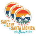 (3 Pack) Santa Monica Decals - Paradise Island Summer - Beach Decals - 3 Inches On Longest Side - Easy Peel & Apply - Made in USA - 3MCS4014