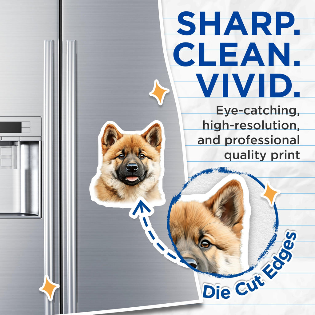 (2 Pack) Smiling Shiba Inu Magnets - Cute Pet Lover Decor - Dog Owner Refrigerator Accent - 5 Inches On Longest Side - Thick Durable Magnet - Made in USA - MAG29811