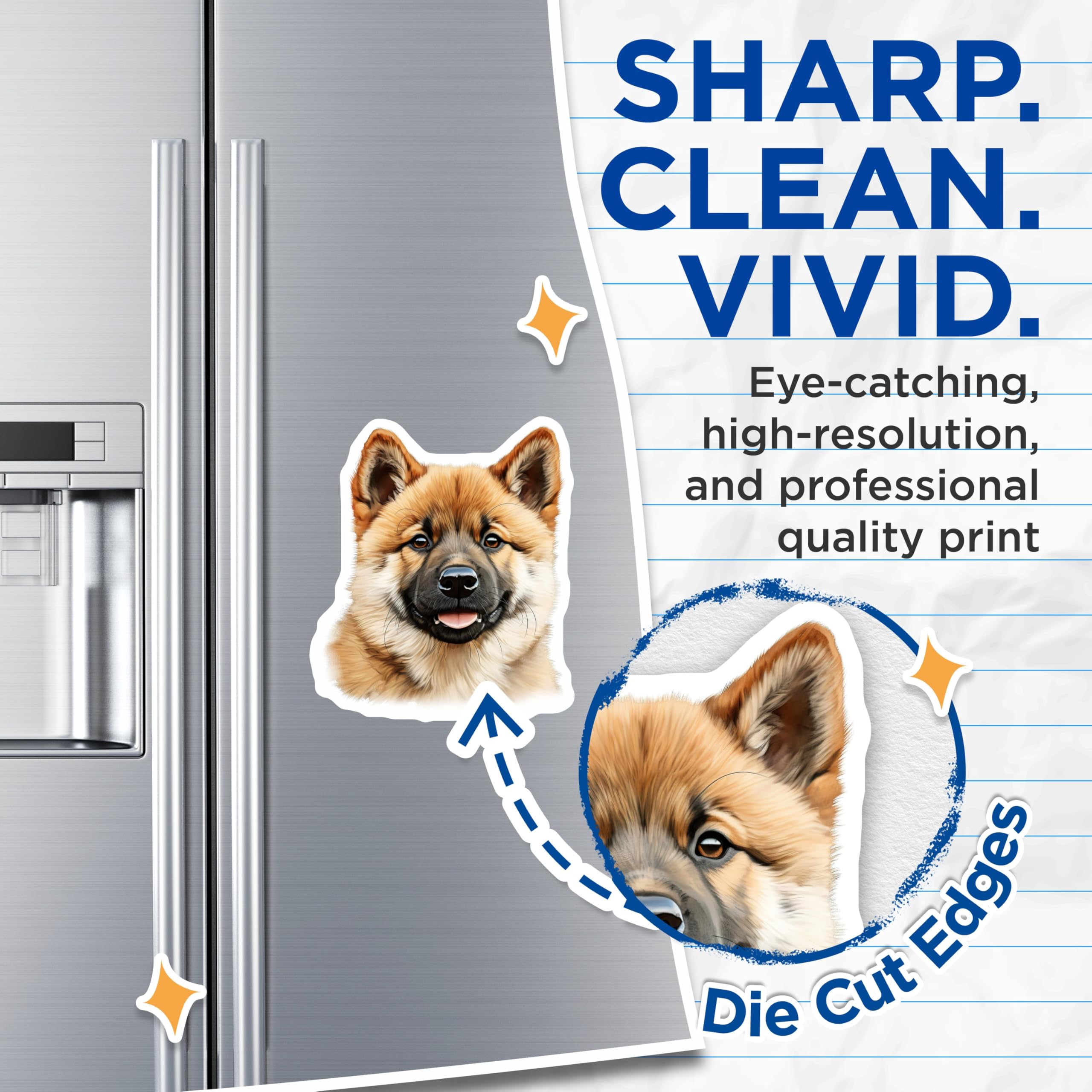 (2 Pack) Smiling Shiba Inu Magnets - Cute Pet Lover Decor - Dog Owner Refrigerator Accent - 5 Inches On Longest Side - Thick Durable Magnet - Made in USA - MAG29811