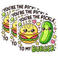 (3 Pack) Pickle to My Burger Decals - Kawaii Food Stickers - Funny Laptop Decal - 3 Inches On Longest Side - Easy Peel & Apply - Made in USA - 3MCS4465