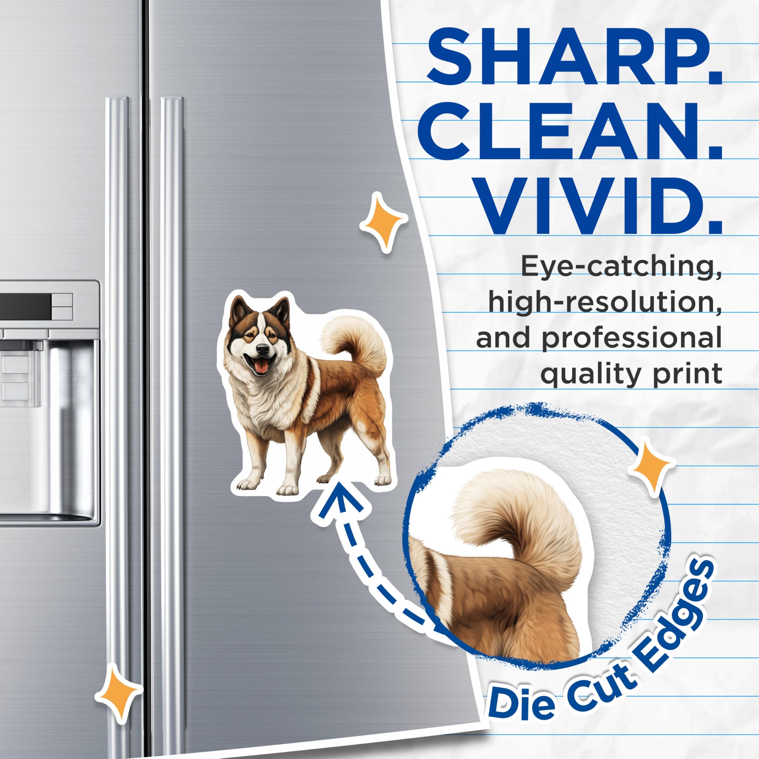 (2 Pack) Akita Inu Dog Magnets - Cheerful Japanese Akita Decor - Canine Companion Fridge Accents - Pet Owner Collectible - 5 Inches On Longest Side - Thick Durable Magnet - Made in USA - MAG24409