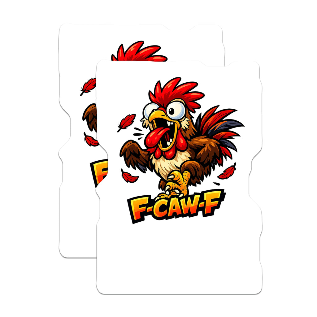 (2 Pack) F-CAW-F Rooster Magnets - Quirky Chicken Kitchen Refrigerator Accessory - Humorous Farm Animal Magnetic Home Decor - 5 Inches On Longest Side - Thick Durable Magnet - Made in USA - MAG21350
