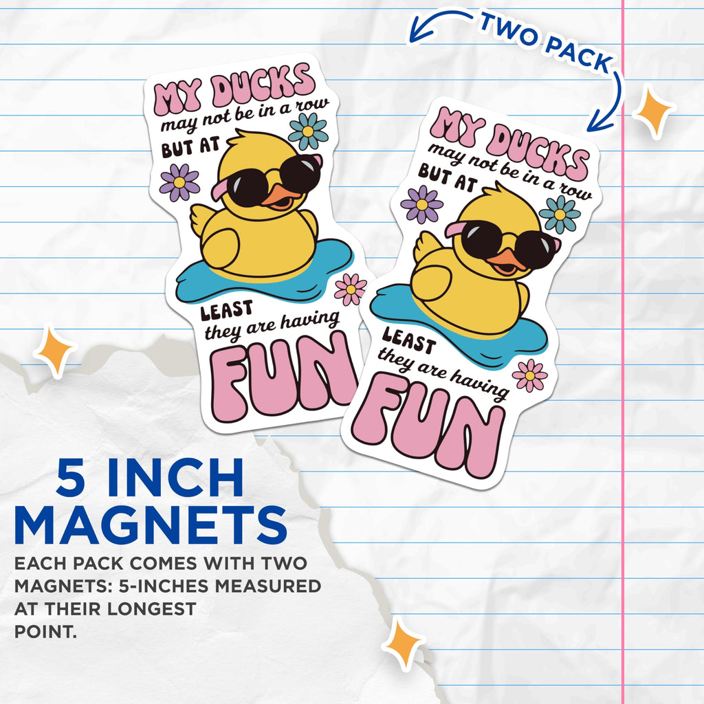 (2 Pack) Funny Ducks Magnets - Having Fun - Cool Duck with Sunglasses - 5" On Longest Side - Premium Magnet - for Cars, Refrigerators, Toolboxes, Lockers - Made in USA - MAG14187