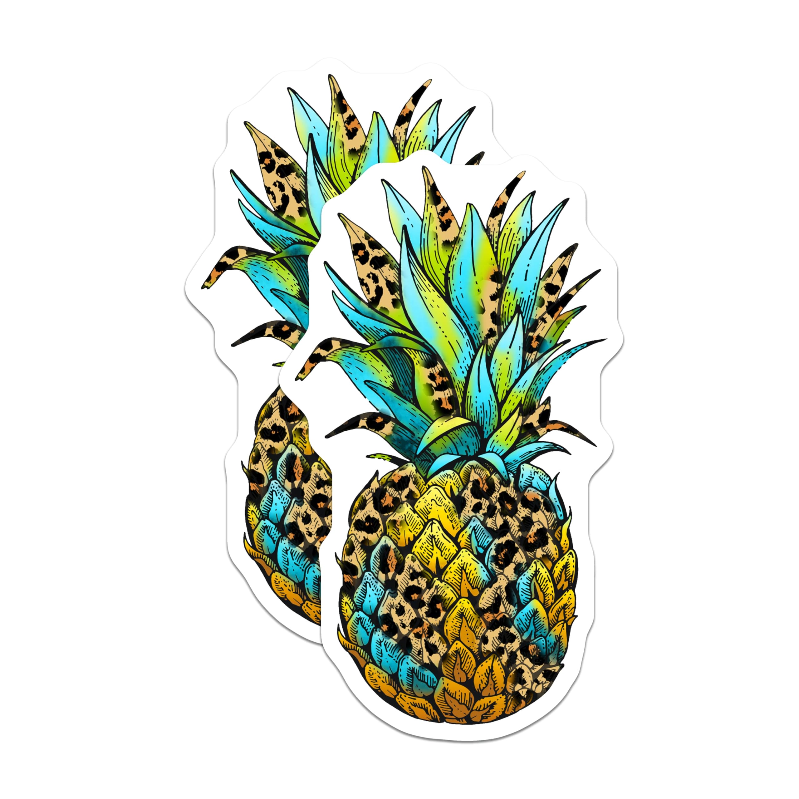 (2 Pack) Pineapple Magnets - Leopard Print Decor - Quirky Kitchen Magnets - 5" On Longest Side - Premium Magnet - for Cars, Refrigerators, Toolboxes, Lockers - Made in USA - MAG16523
