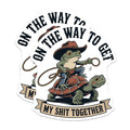 (2 Pack) Funny Cowboy Frog Turtle Magnets - On The Way to Get My Shit Together - Relatable Life Humor Magnet - 5 Inches On Longest Side - Thick Durable Magnet - Made in USA - MAG20507