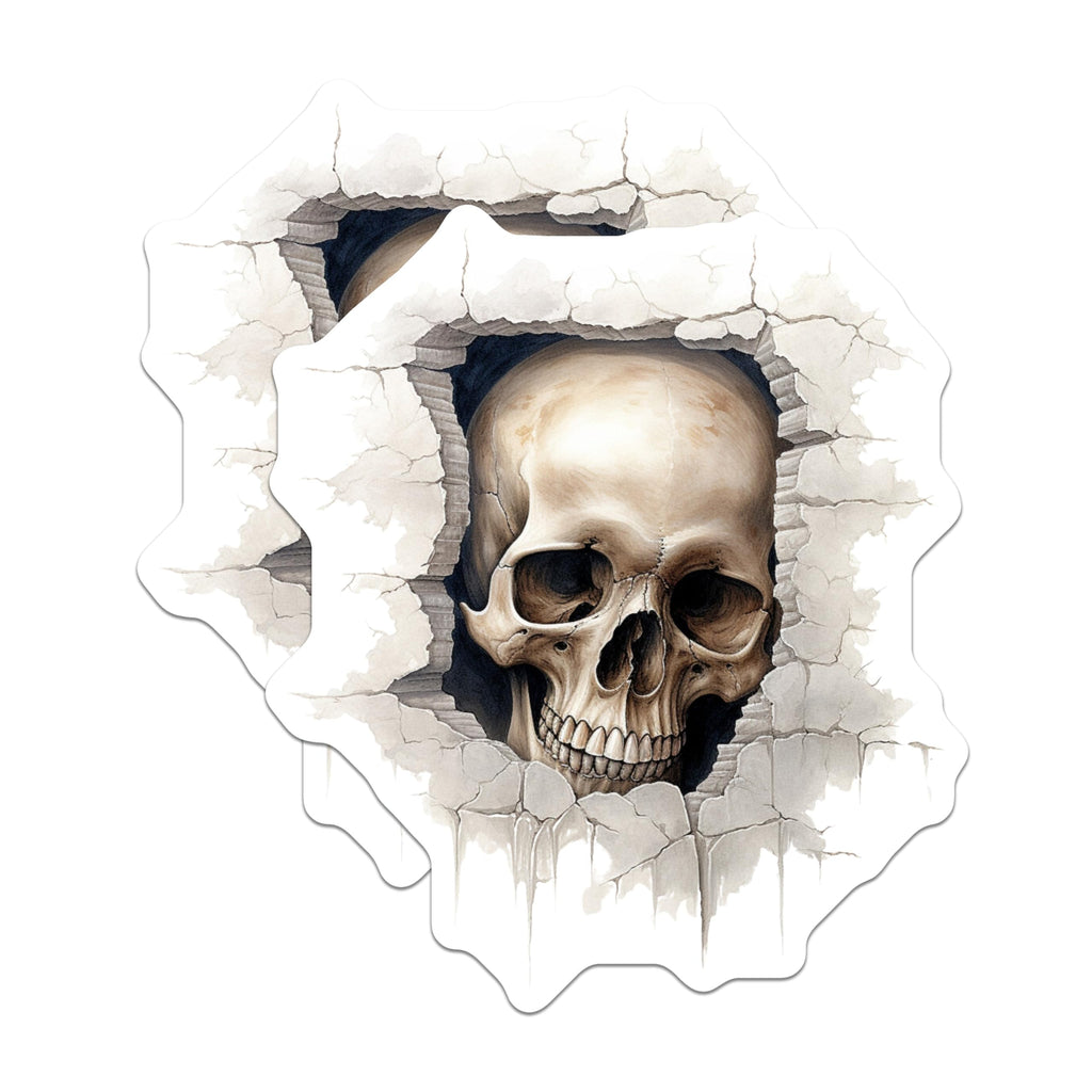 (2 Pack) Human Skull Magnets - Cracked Wall Art - Gothic Decor - Dark Academia Aesthetic Accessories - 5 Inches On Longest Side - Thick Durable Magnet - Made in USA - MAG22028