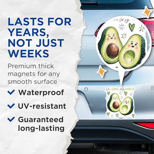 (2 Pack) Avocado Love Magnets Magnets - You Guac My World - Kitchen Decor - 5" On Longest Side - Made in USA - Sticks to Refrigerators & Metal Surfaces - MAG8395