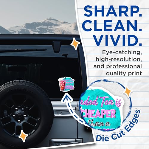 (2 Pack) Loaded Tea Cheaper Stickers - Funny Quote - Trendy Drink Humor Decals - 5" On Longest Side - Sticks to Smooth Flat Surfaces - Made in USA - BMCS8302