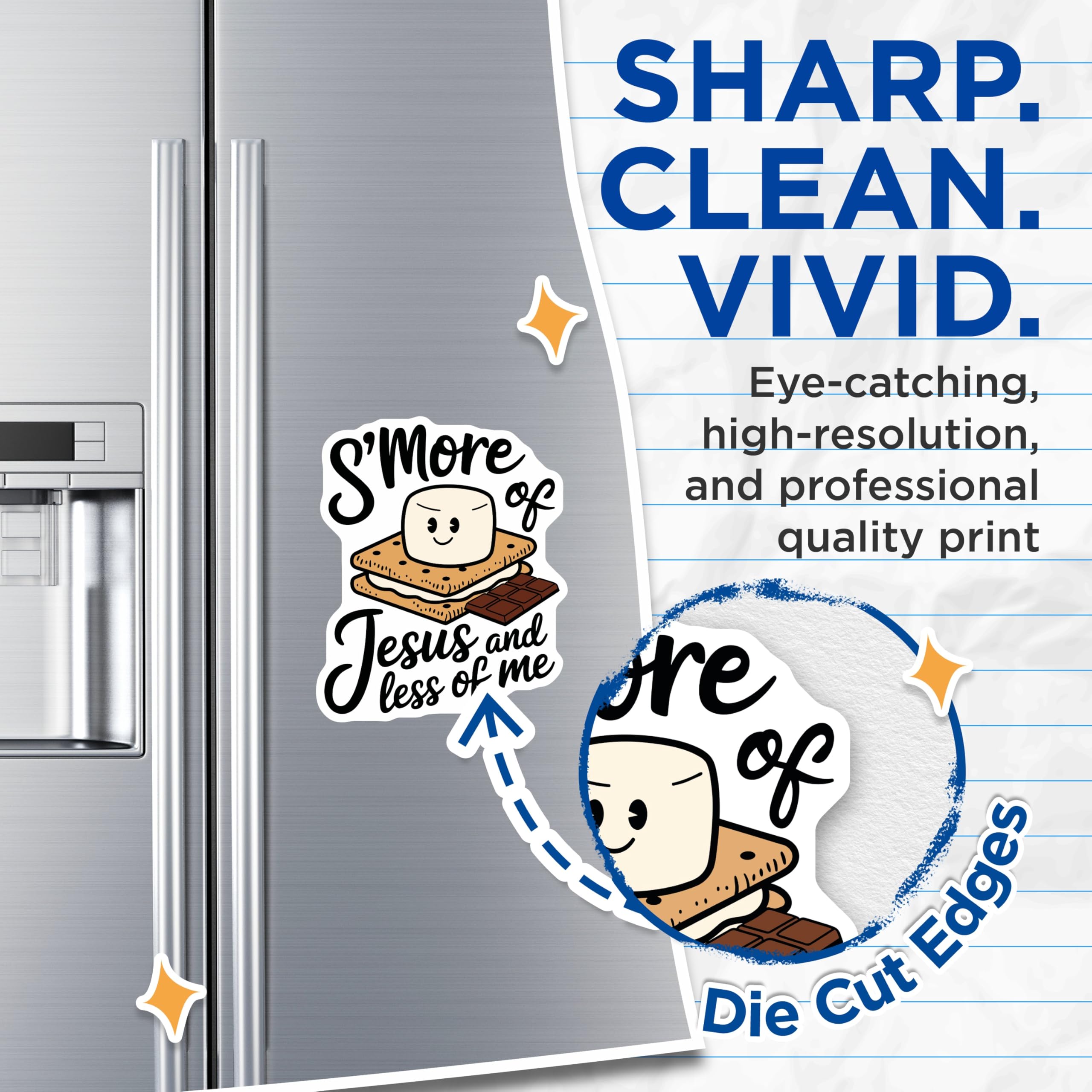 (2 Pack) S'More Jesus Magnets - Religious Refrigerator Decor - Christian Faith Quote - 5 Inches On Longest Side - Thick Durable Magnet - Made in USA - MAG29516