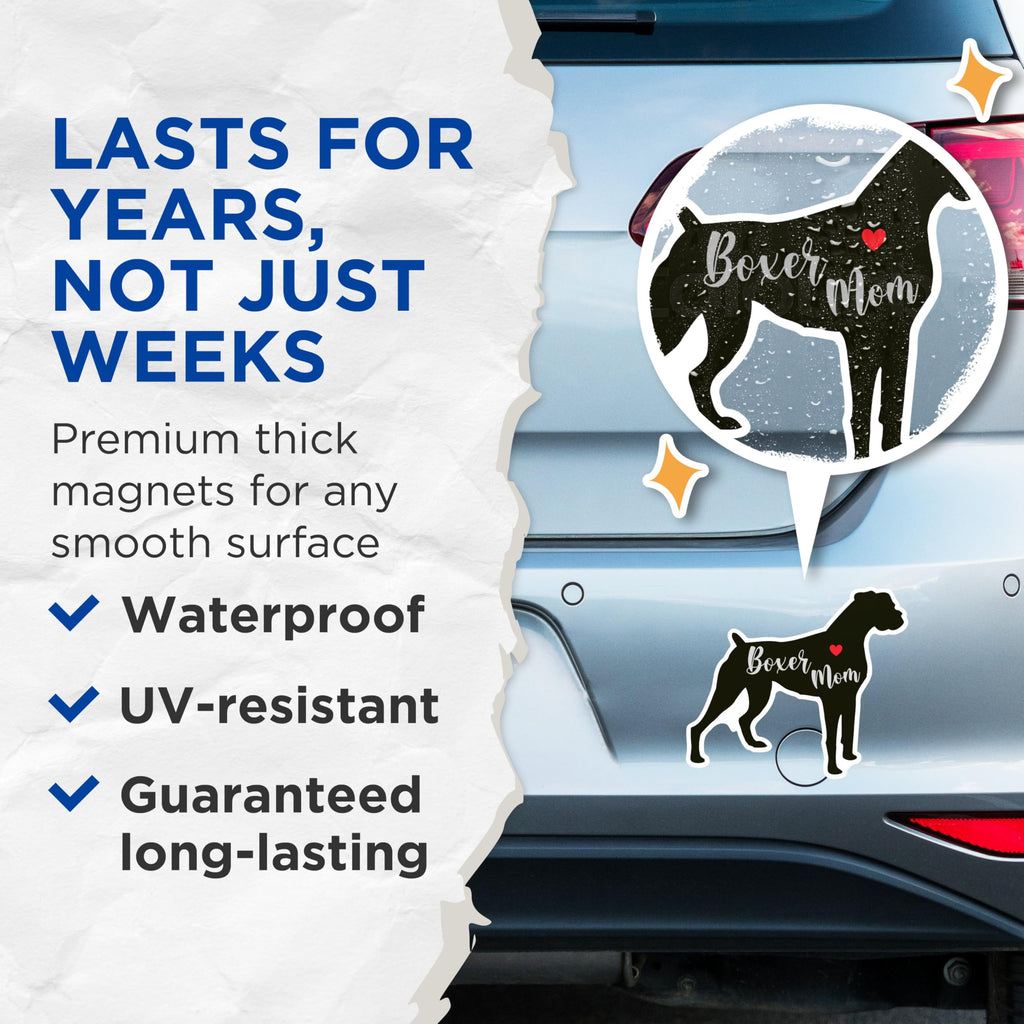 (2 Packs) Boxer Mom Magnets - Boxer Dog Breed Cute Magnets - 5 Inches On Longest Side - Premium Magnet - for Fridges, Toolboxes, Cars - Made in USA - MAG2445