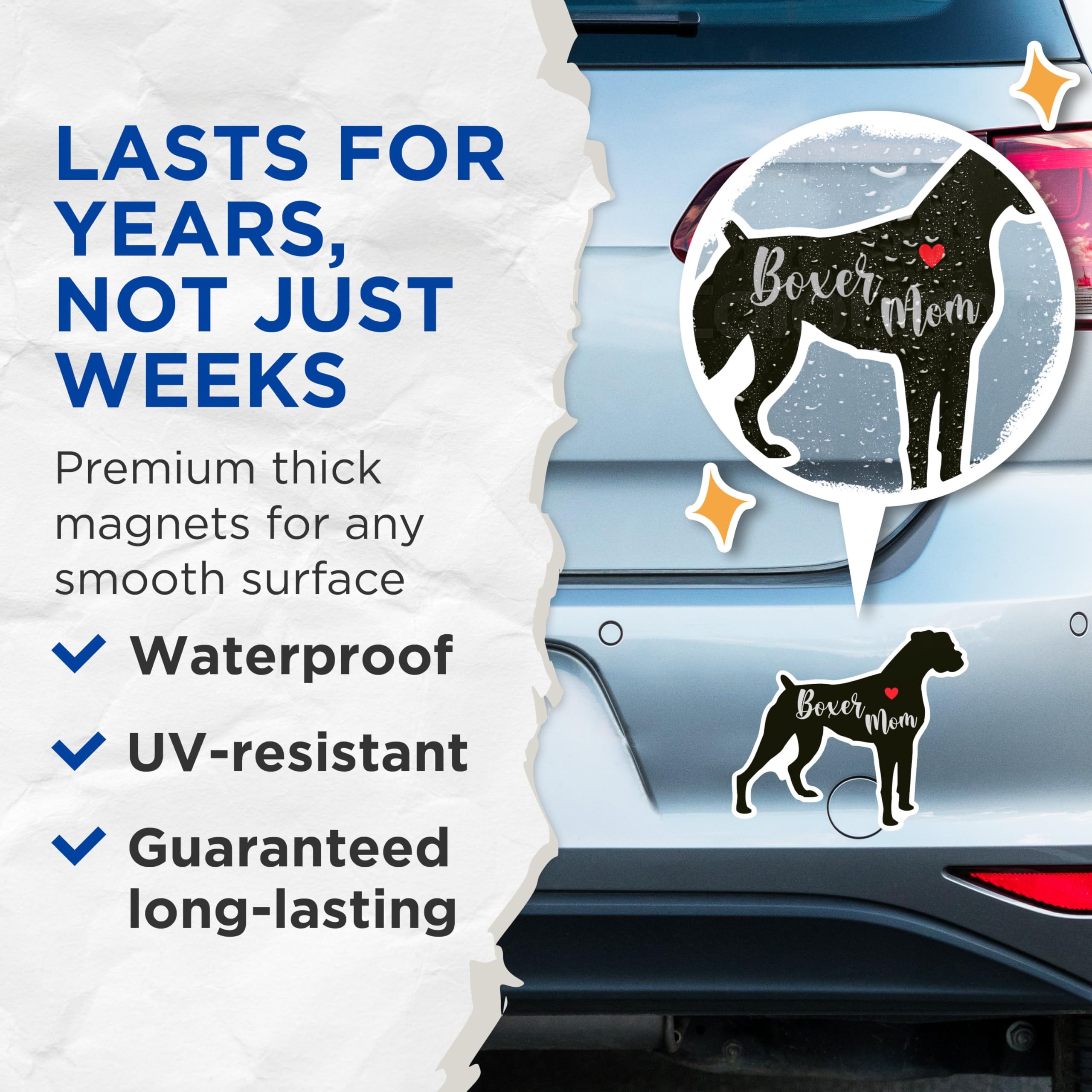 (2 Packs) Boxer Mom Magnets - Boxer Dog Breed Cute Magnets - 5 Inches On Longest Side - Premium Magnet - for Fridges, Toolboxes, Cars - Made in USA - MAG2445