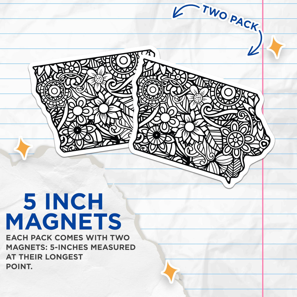 (2 Pack) Floral Pattern Magnets - Flower Design - Decorative Home Magnets - 5" On Longest Side - Premium Magnet - for Cars, Refrigerators, Toolboxes, Lockers - Made in USA - MAG17527