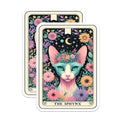 (2 Pack) The Sphynx Tarot Stickers - Unique Cat Floral Stickers - Mystic Moon Star Stickers - 5" On Longest Side - Sticks to Smooth Flat Surfaces - Made in USA - BMCS5319