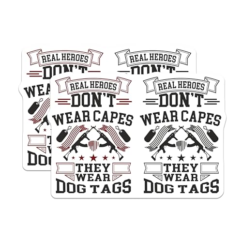 (2 Pack) Real Heroes Don't Wear Capes Magnets Magnets - Military Quote - 5" On Longest Side - Made in USA - Sticks to Refrigerators & Metal Surfaces - MAG9167