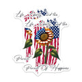 (2 Pack) Life Liberty and The Pursuit of Happiness Stickers - Patriotism - Sunflower - American Flag - 5" On Longest Side - Sticks to Smooth Flat Surfaces - Made in USA - BMCS7866
