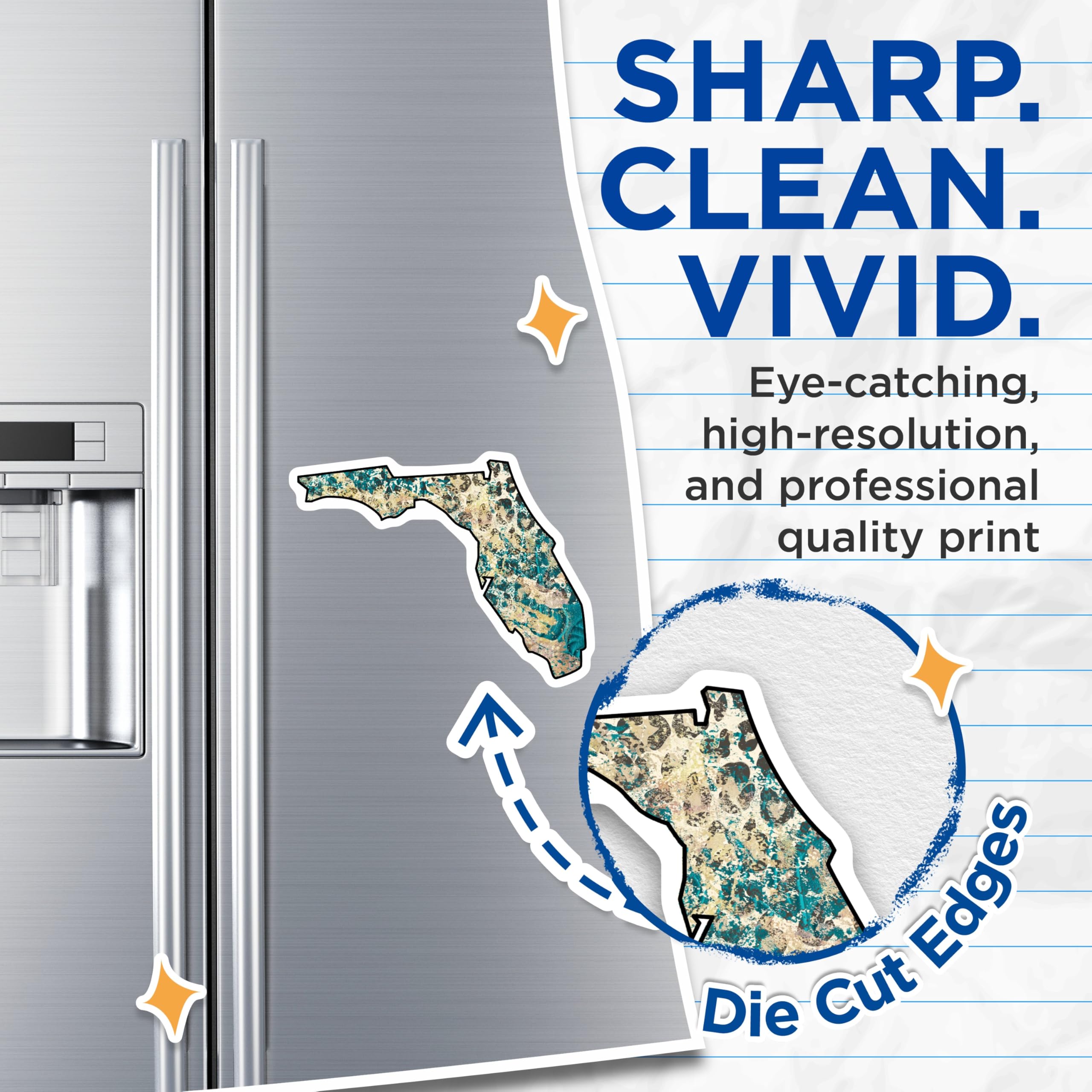 (2 Pack) Florida Magnets - State Map Decor - Decorative Fridge Magnets - 5" On Longest Side - Premium Magnet - for Cars, Refrigerators, Toolboxes, Lockers - Made in USA - MAG18698
