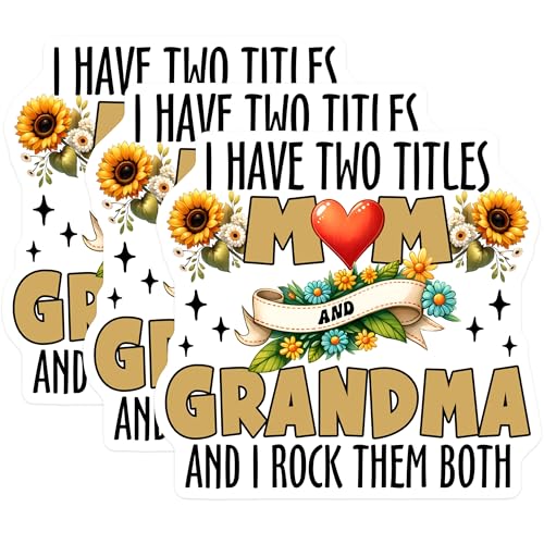 (3 Pack) Mom Grandma Decals - Floral Grandmother Saying - Laptop Decal - Funny Mom Decals - 3 Inches On Longest Side - Easy Peel & Apply - Made in USA - 3MCS6956