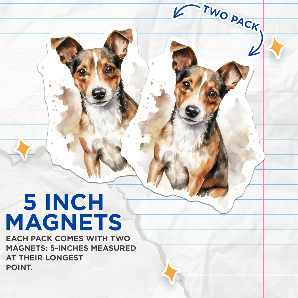 (2 Pack) Watercolor Dog Magnets - Cute Pet Lover Decor - Puppy Animal Fridge Magnets - 5 Inches On Longest Side - Thick Durable Magnet - Made in USA - MAG25034