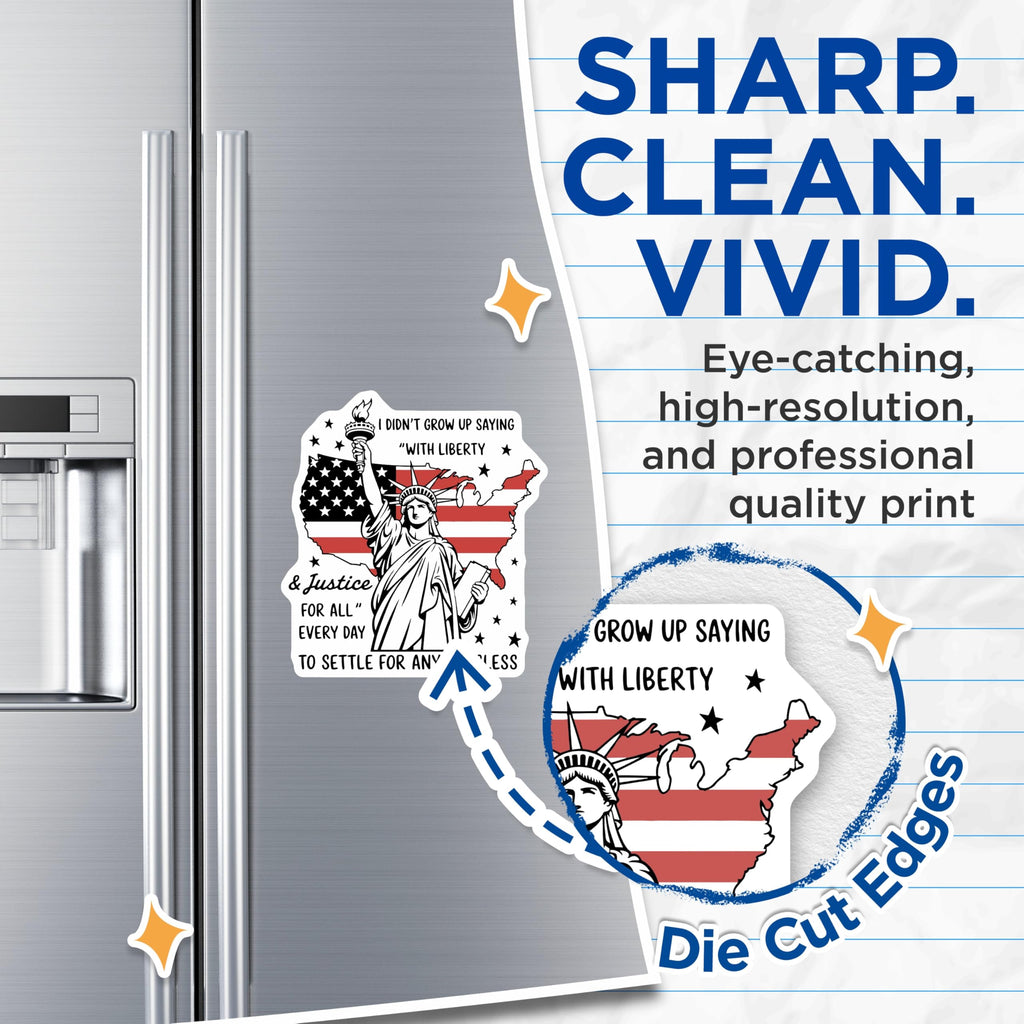 (2 Pack) Statue of Liberty Magnets - Patriotic Quote - USA American Flag Magnet - 5" On Longest Side - Premium Magnet - for Cars, Refrigerators, Toolboxes, Lockers - Made in USA - MAG15435