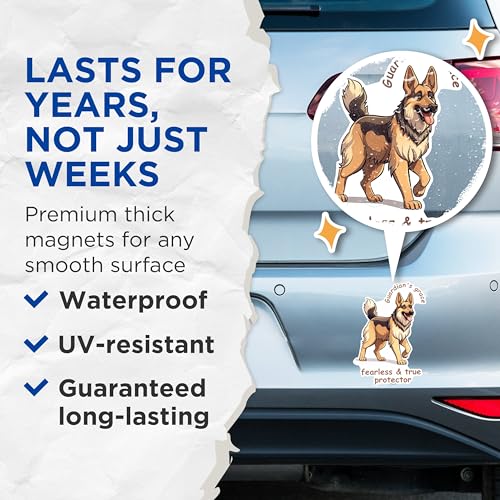 (2 Packs) German Shepherd Magnets - Guardian's Grace Fearless and True Protector Magnets - 5 Inches On Longest Side - Premium Magnet - for Fridges, Toolboxes, Cars - Made in USA - MAG2373