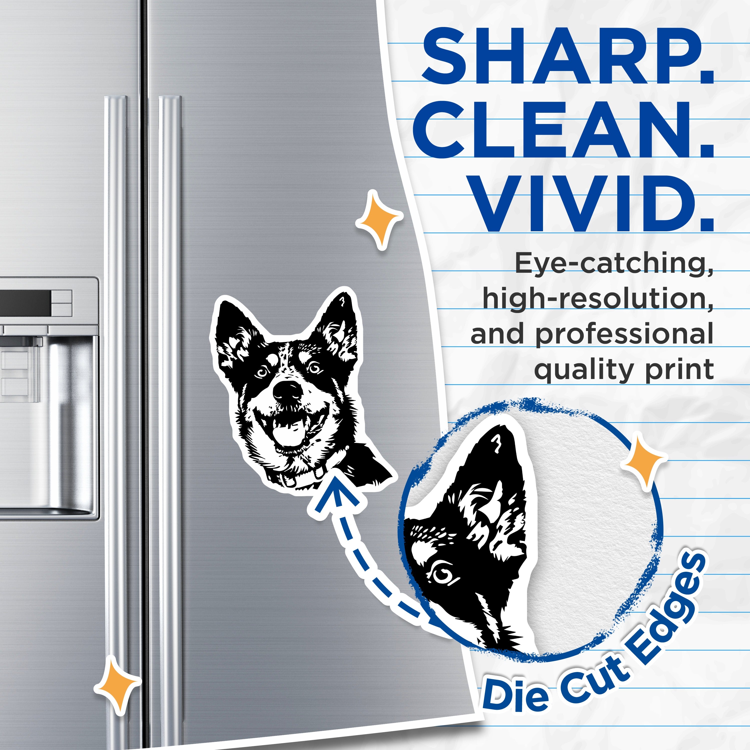 (2 Pack) Happy Dog Magnets - Pet Lover Refrigerator Decor - Dog Mom Aesthetic - Canine Enthusiast Art - 5 Inches On Longest Side - Thick Durable Magnet - Made in USA - MAG38929