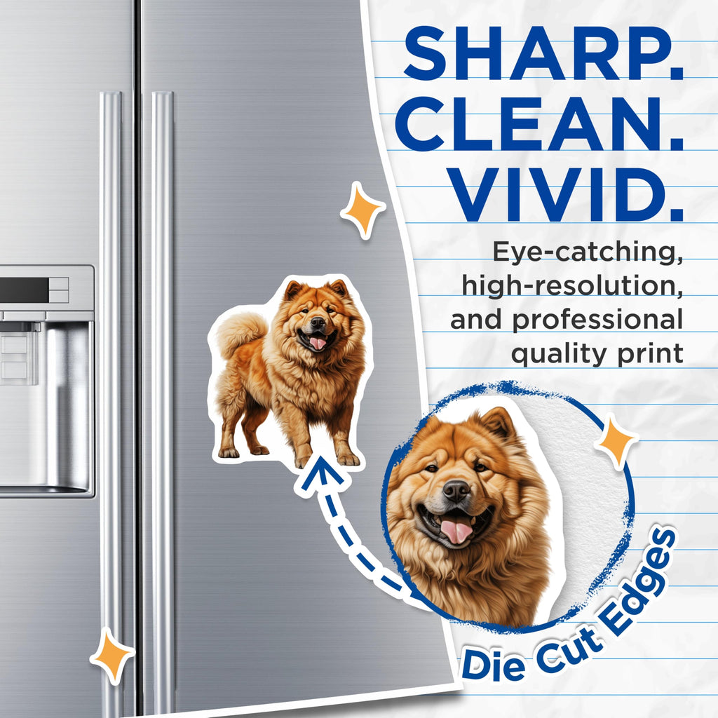 (2 Pack) Chow Chow Dog Magnets - Majestic Fluffy Canine - Pet Owner Kitchen Locker Decoration - 5 Inches On Longest Side - Thick Durable Magnet - Made in USA - MAG24351