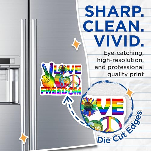 (2 Pack) Love is Freedom Magnets Magnets - Rainbow Pride - 5" On Longest Side - Made in USA - Sticks to Refrigerators & Metal Surfaces - MAG9194