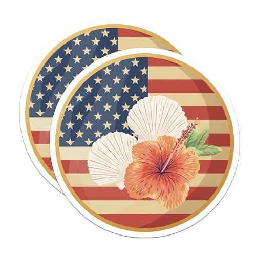 (2 Pack) American Flag Magnets Magnets - Patriotic Flower Decoration - 5" On Longest Side - Made in USA - Sticks to Refrigerators & Metal Surfaces - MAG8984