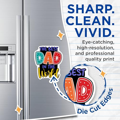 (2 Pack) The Best Dad in The World Magnets - Father's Day Decor - Dad Appreciation 5" On Longest Side - for Cars, Fridges, Toolboxes - Made in USA - MAG7487