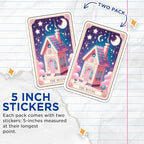 (2 Pack) The House Stickers - Cute House Sticker - Dreamy House Art Sticker - Starry Night House Sticker - 5" On Longest Side - Sticks to Smooth Flat Surfaces - Made in USA - BMCS5439