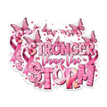 (2 Packs) Stronger Than The Storm Stickers - Breast Cancer Awareness Decals - 5 Inches On Longest Side - Premium Vinyl Decal - Sticks to Any Smooth Flat Surface - Made in USA - BMCS2436