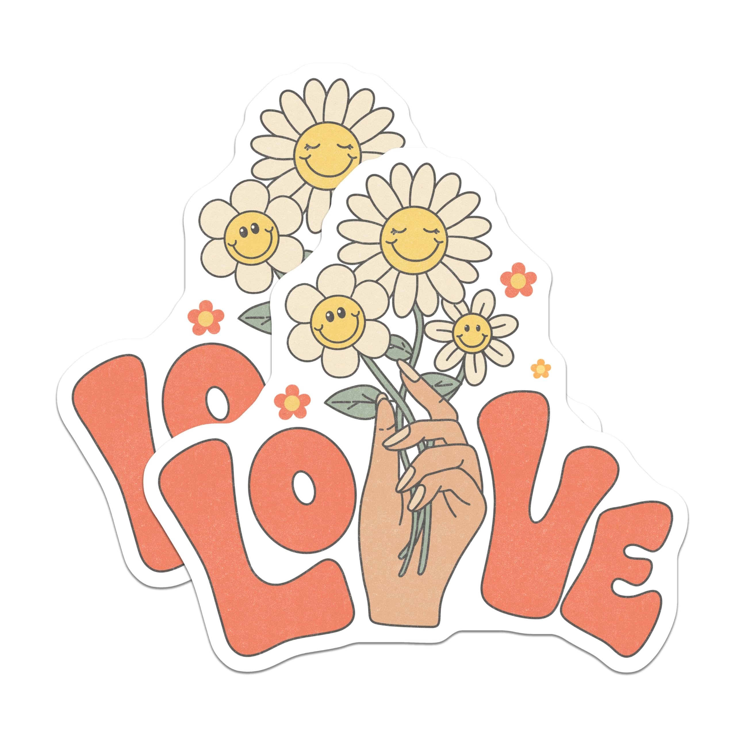 (2 Pack) Retro Love Flower Magnets - 70s Decor Fridge Magnet - Groovy Cute Daisy Magnets - 5" On Longest Side - Premium Magnet - for Cars, Refrigerators, Toolboxes, Lockers - Made in USA - MAG14357