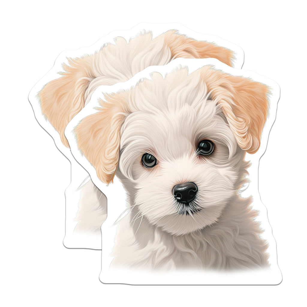 (2 Pack) Cute Puppy Magnets - Adorable Fluffy Dog Lover Refrigerator Decor - Pet Parent Kitchen Accessory - 5 Inches On Longest Side - Thick Durable Magnet - Made in USA - MAG29749