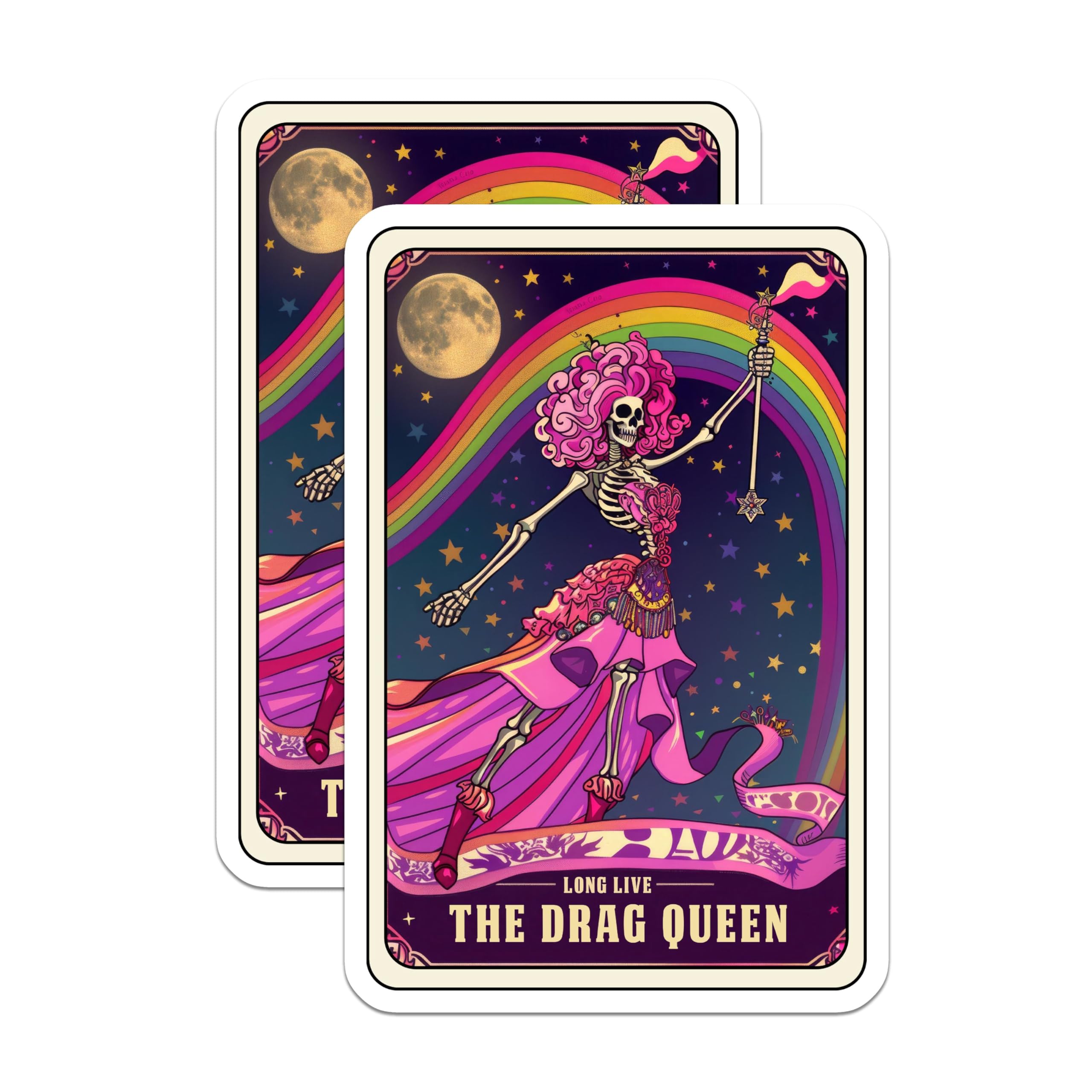 (2 Pack) Drag Queen Magnets - Pride Parade - Colorful Skeleton - 5" On Longest Side - for Cars, Fridges, Toolboxes - Made in USA - MAG4127