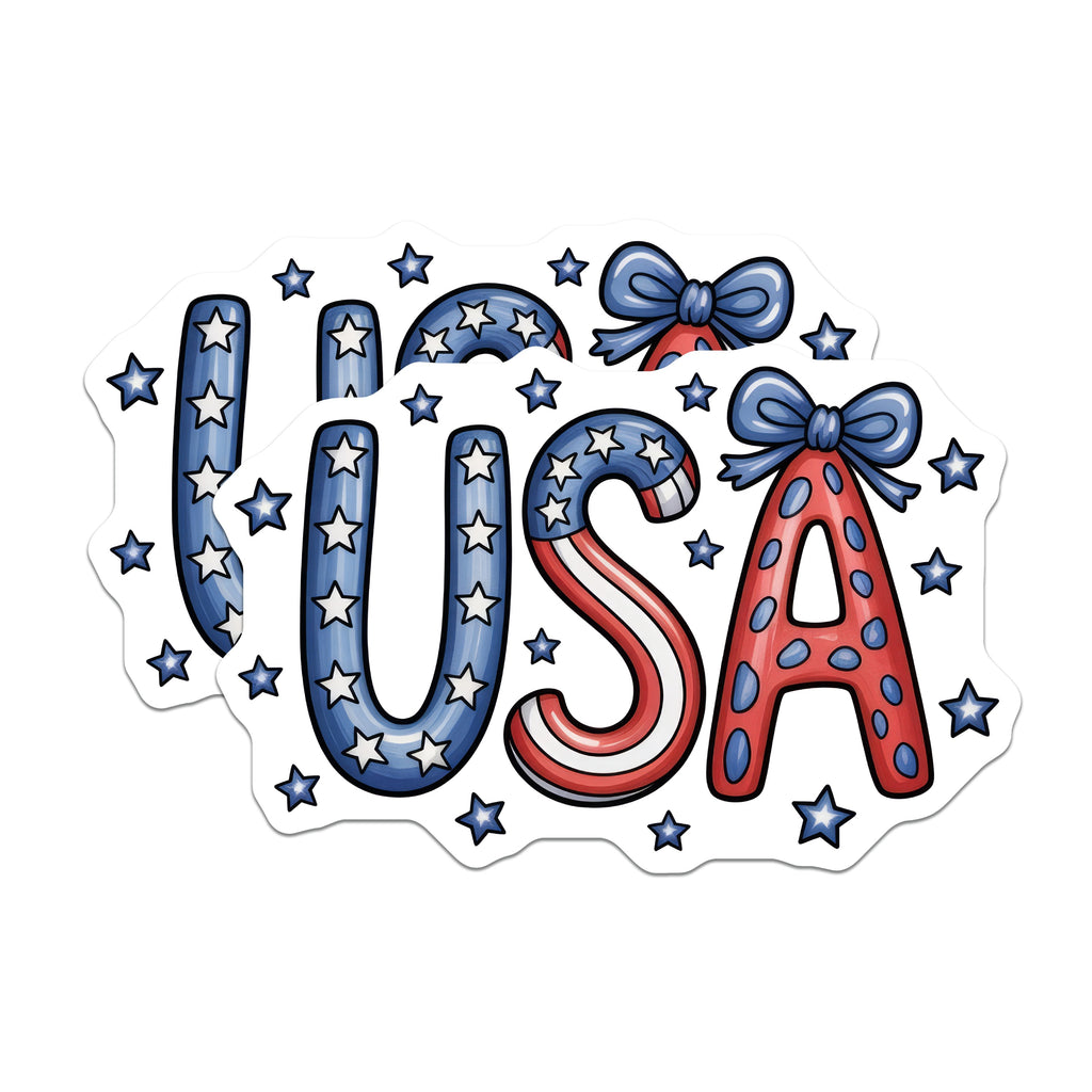 (2 Pack) Patriotic USA Magnets - American Flag Decor - Red White Blue Kitchen Fridge - Independence Day Celebration - 5 Inches On Longest Side - Thick Durable Magnet - Made in USA - MAG37775