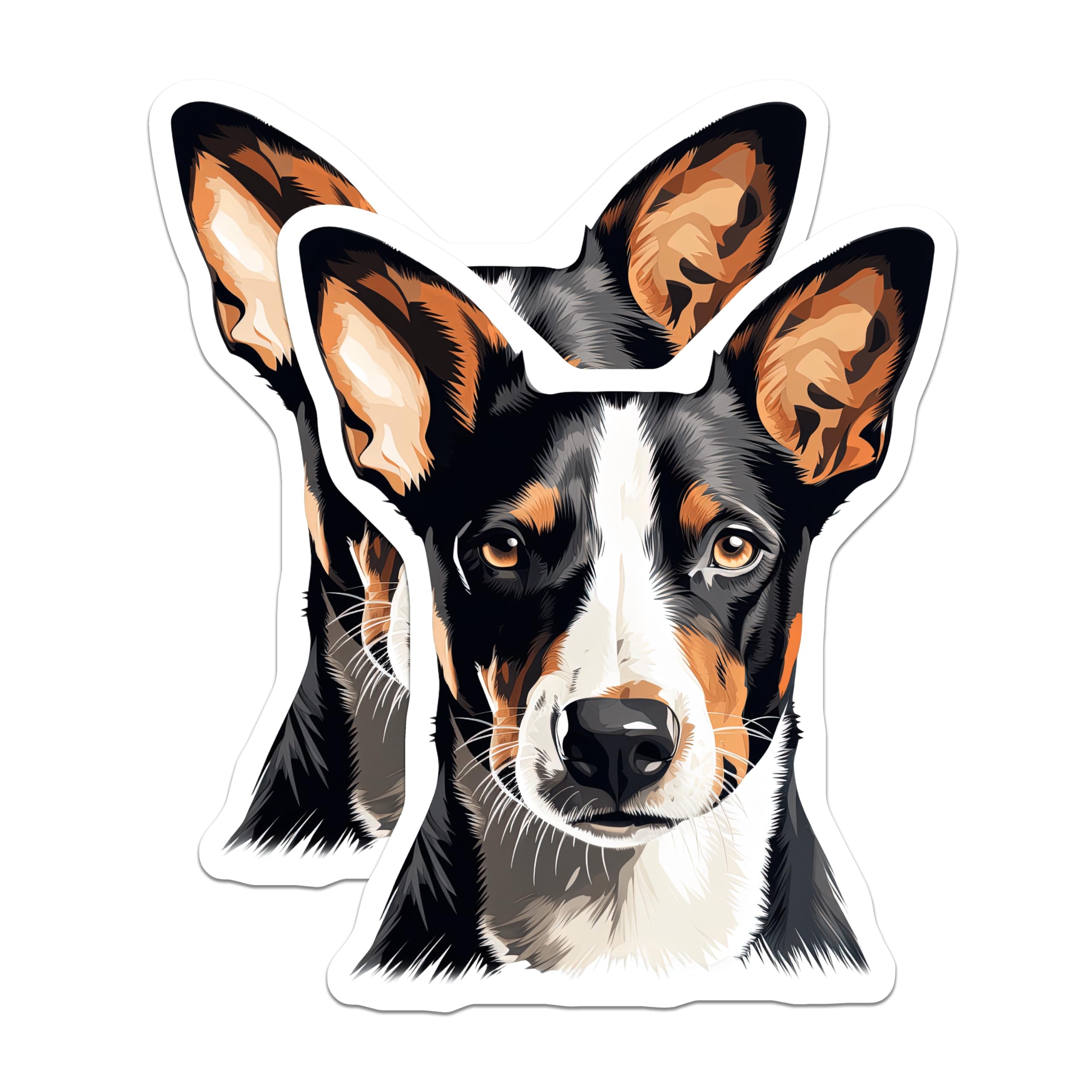 (2 Pack) Basenji Dog Portrait Art Magnets - Modern Pet Lover Fridge Decor - Unique Animal Art for Dog Parents - 5 Inches On Longest Side - Thick Durable Magnet - Made in USA - MAG25031