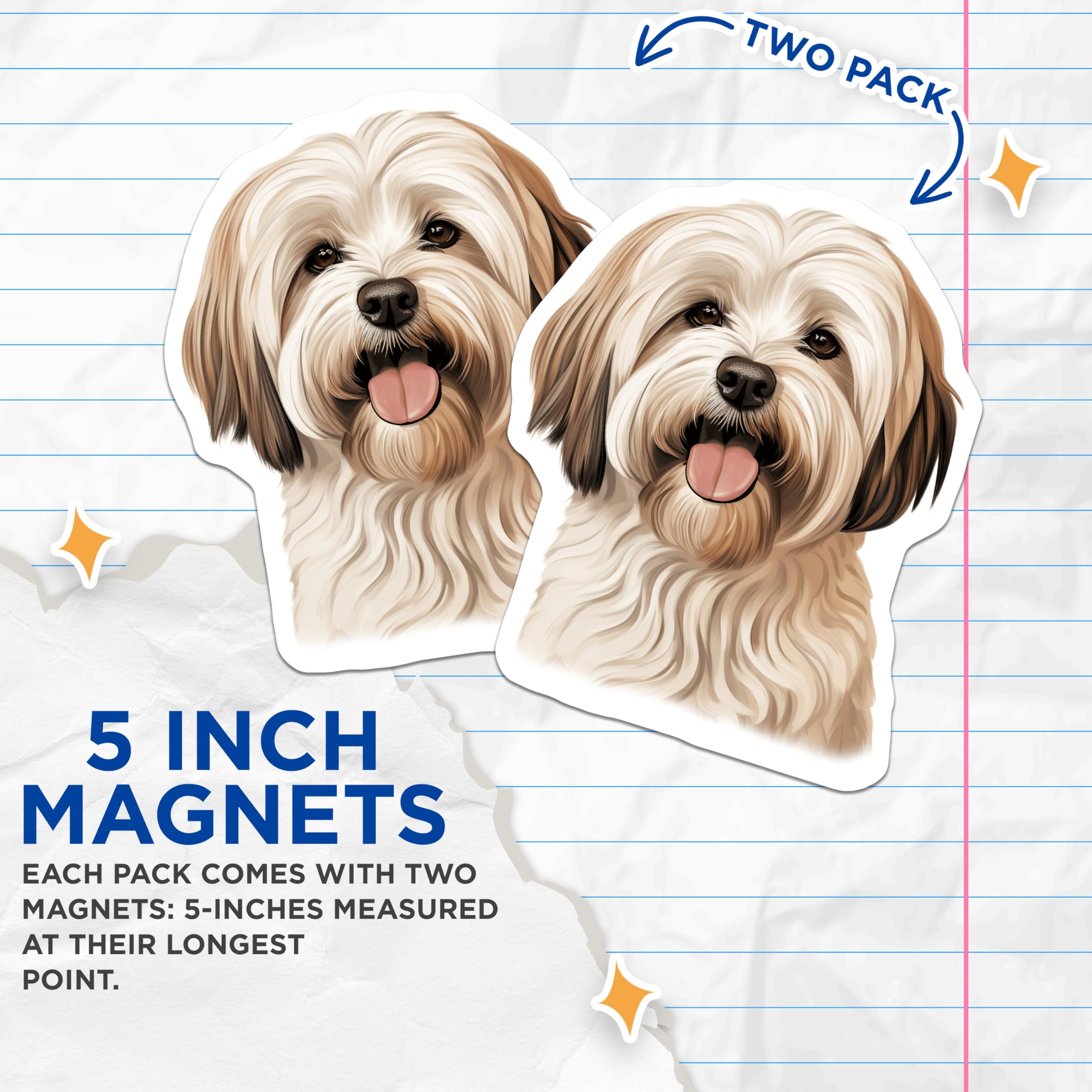 (2 Pack) Shih Tzu Dog Magnets - Pet Lover Refrigerator Decor - Cute Animal Art Home Accent - 5 Inches On Longest Side - Thick Durable Magnet - Made in USA - MAG28625