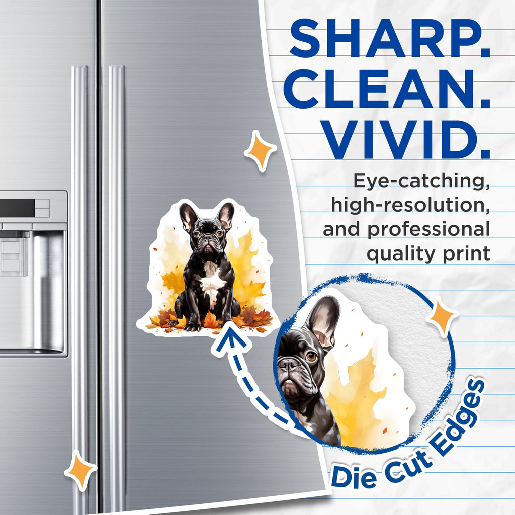 (2 Pack) French Bulldog Magnets - Fall Dog Decor - Autumn Pet Lover Present - 5 Inches On Longest Side - Thick Durable Magnet - Made in USA - MAG30475