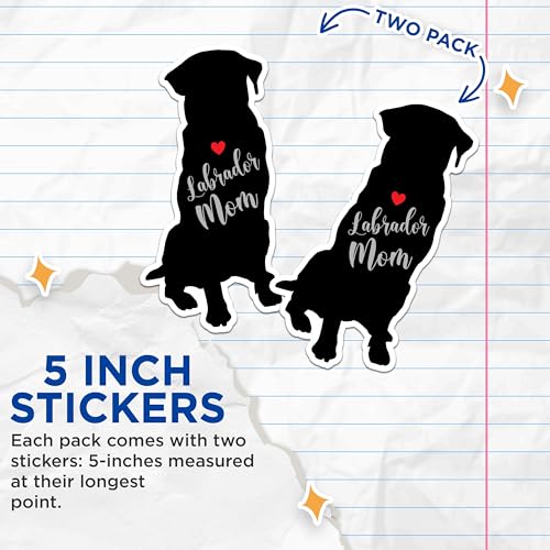 (2 Packs) Labrador Mom Stickers - Labrador Dog Breed Decals - 5 Inches On Longest Side - Premium Vinyl Decal - Sticks to Any Smooth Flat Surface - Made in USA - BMCS2492