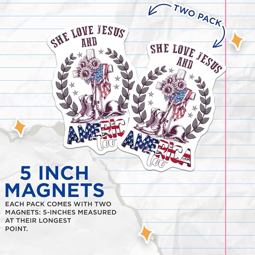 (2 Pack) Patriotic Religious Magnets Magnets - 5" On Longest Side - Made in USA - Sticks to Refrigerators & Metal Surfaces - MAG8359