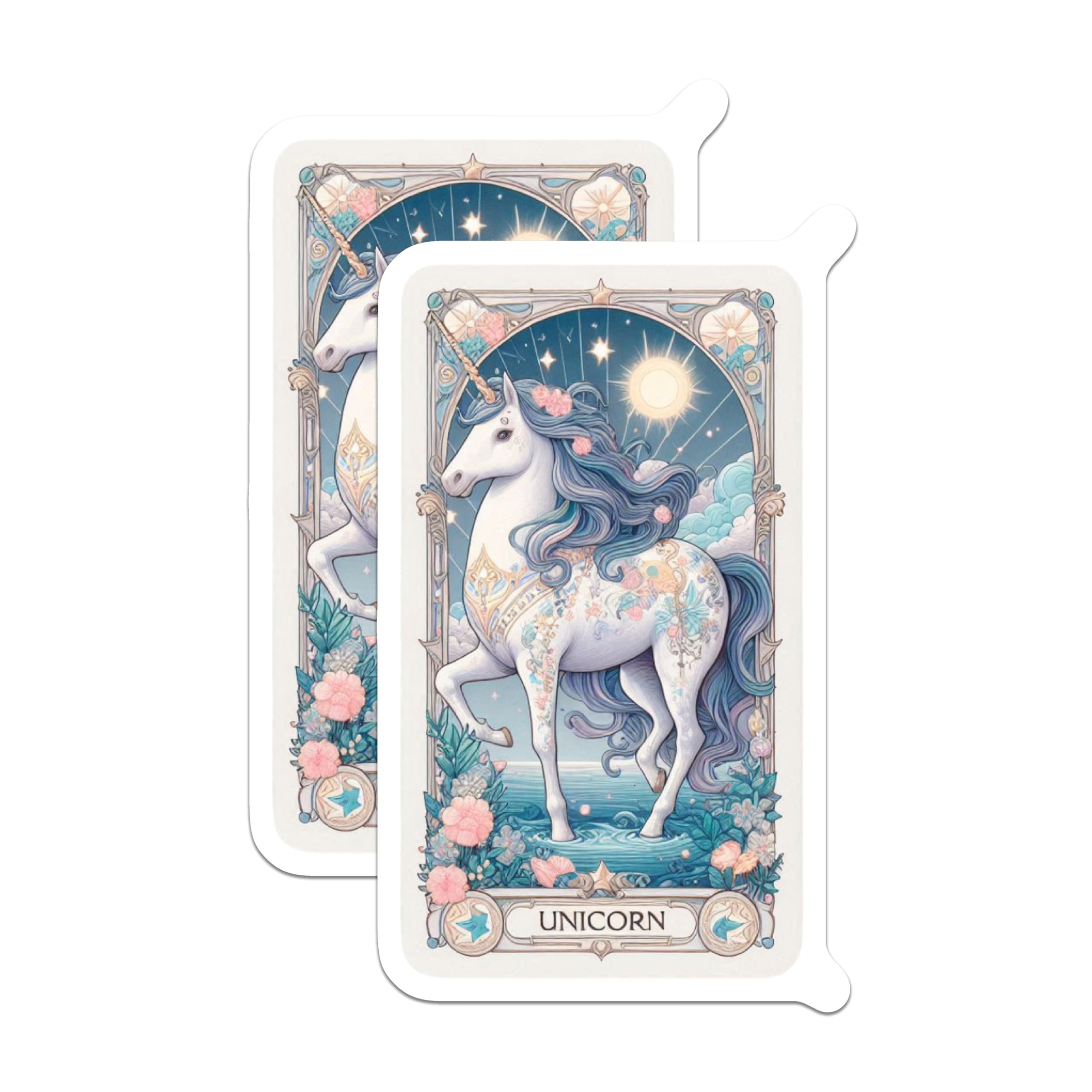 (2 Pack) Unicorn Magnets - Fantasy Art Decor - Mythical Creature Aesthetic - Celestial Ocean Design - 5 Inches On Longest Side - Thick Durable Magnet - Made in USA - MAG22894